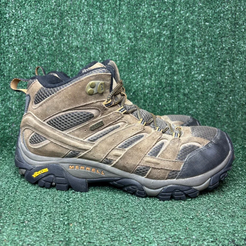 Merrell Moab 2 Mid Waterproof Vibram Outdoor Hiking Boot Earth Brown Mens Sz 9.5